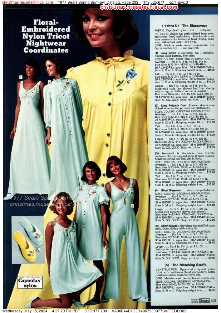 1977 Sears Spring Summer Catalog, Page 203