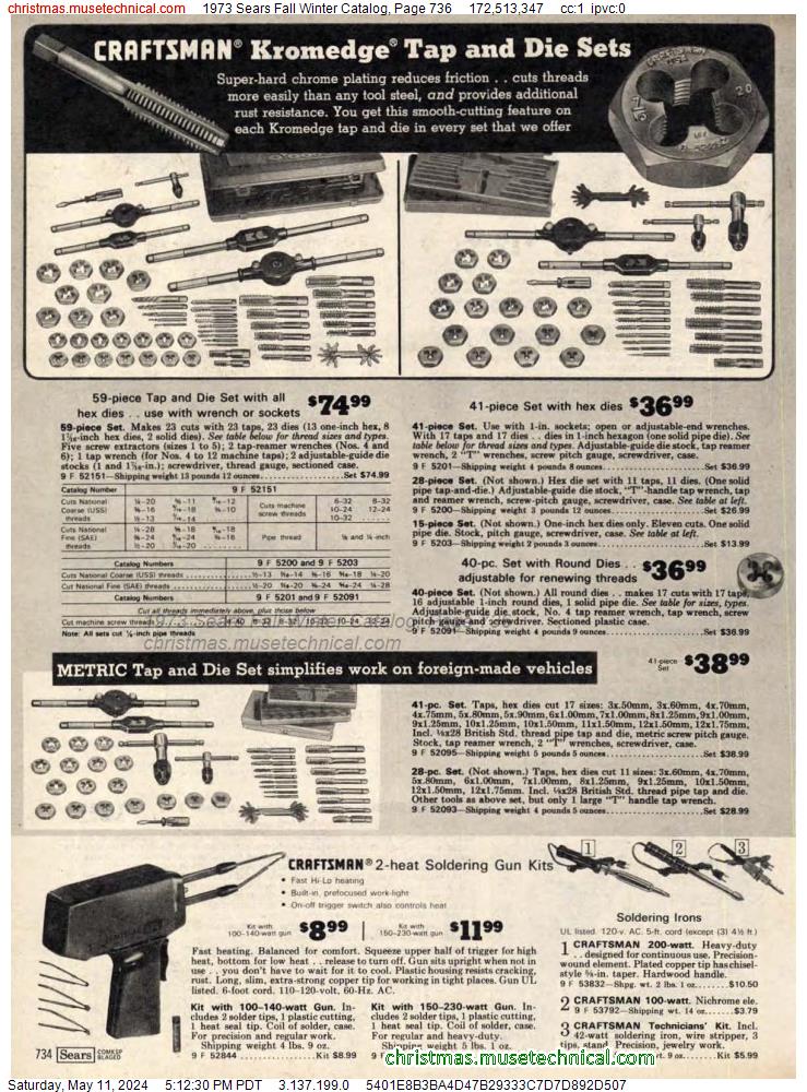 1973 Sears Fall Winter Catalog, Page 736