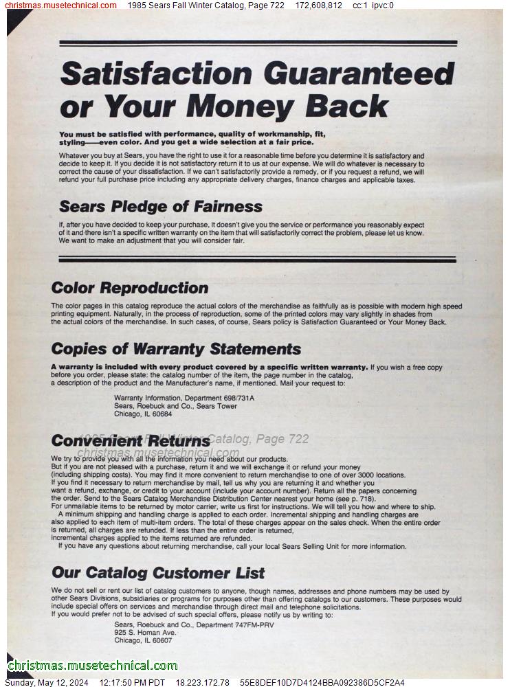 1985 Sears Fall Winter Catalog, Page 722