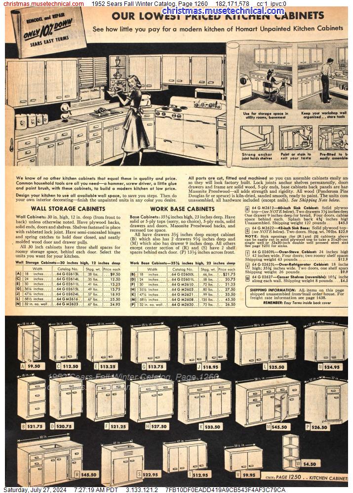 1952 Sears Fall Winter Catalog, Page 1260