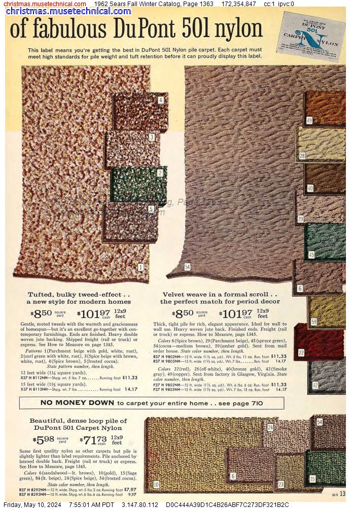 1962 Sears Fall Winter Catalog, Page 1363