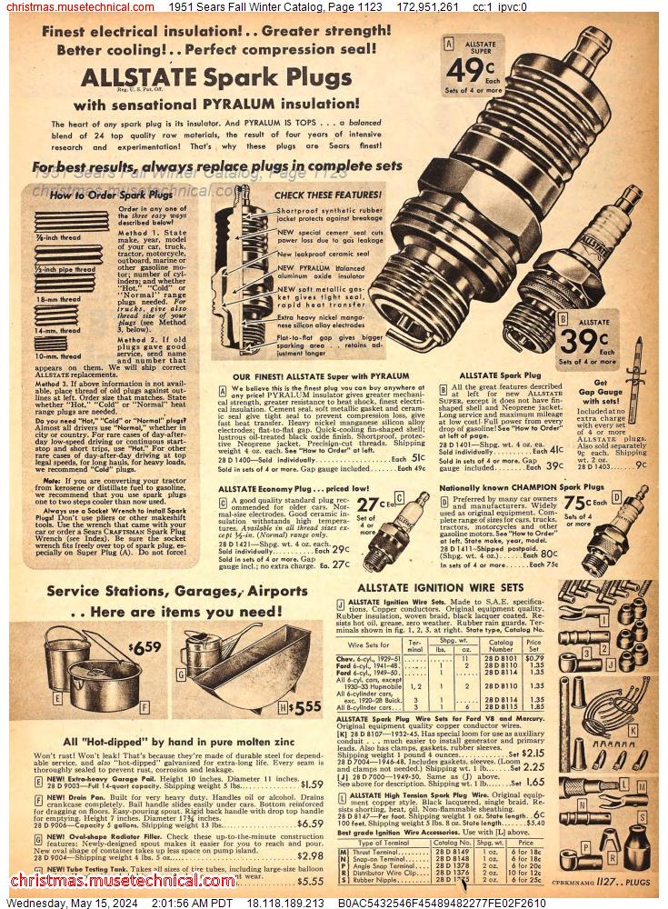 1951 Sears Fall Winter Catalog, Page 1123