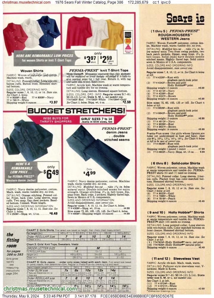 1976 Sears Fall Winter Catalog, Page 386