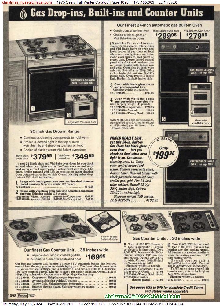 1975 Sears Fall Winter Catalog, Page 1098