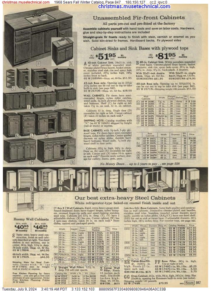 1968 Sears Fall Winter Catalog, Page 847