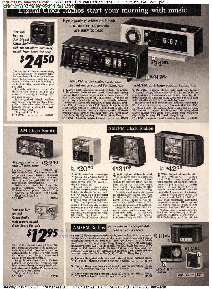 1972 Sears Fall Winter Catalog, Page 1313