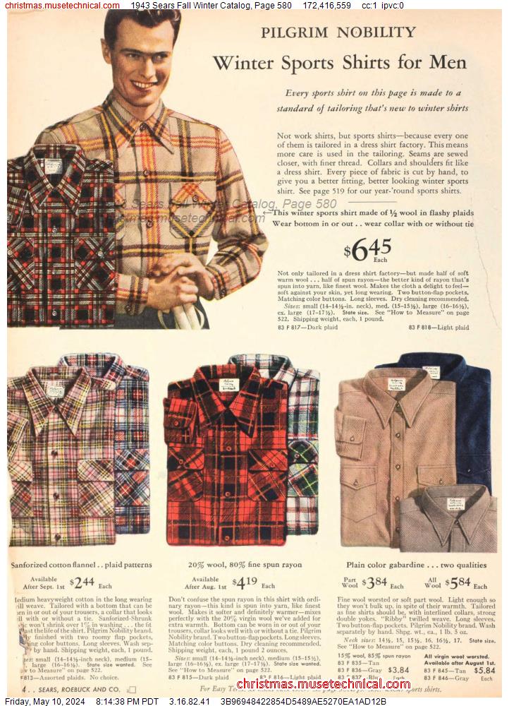 1943 Sears Fall Winter Catalog, Page 580