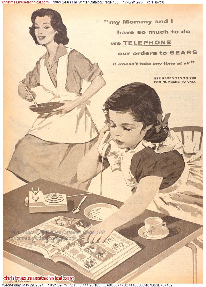 1961 Sears Fall Winter Catalog, Page 188