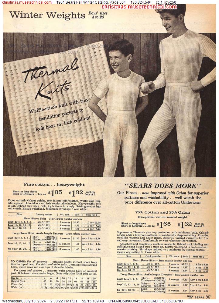 1961 Sears Fall Winter Catalog, Page 504