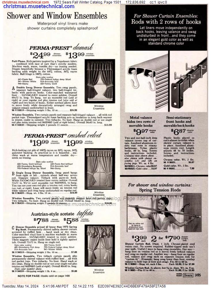 1972 Sears Fall Winter Catalog, Page 1501