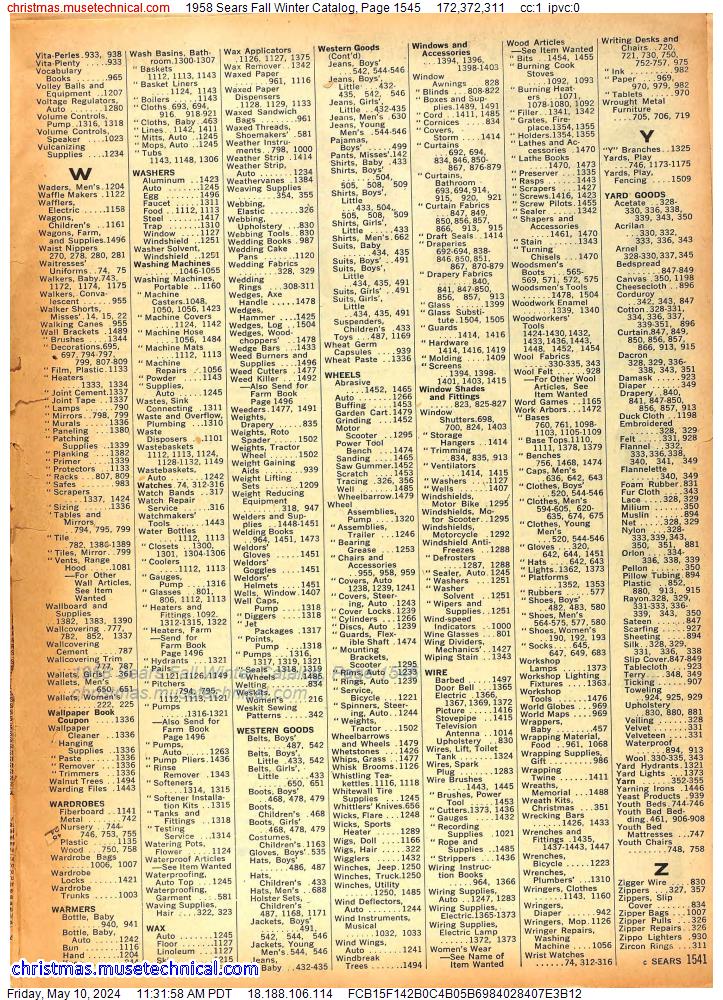 1958 Sears Fall Winter Catalog, Page 1545