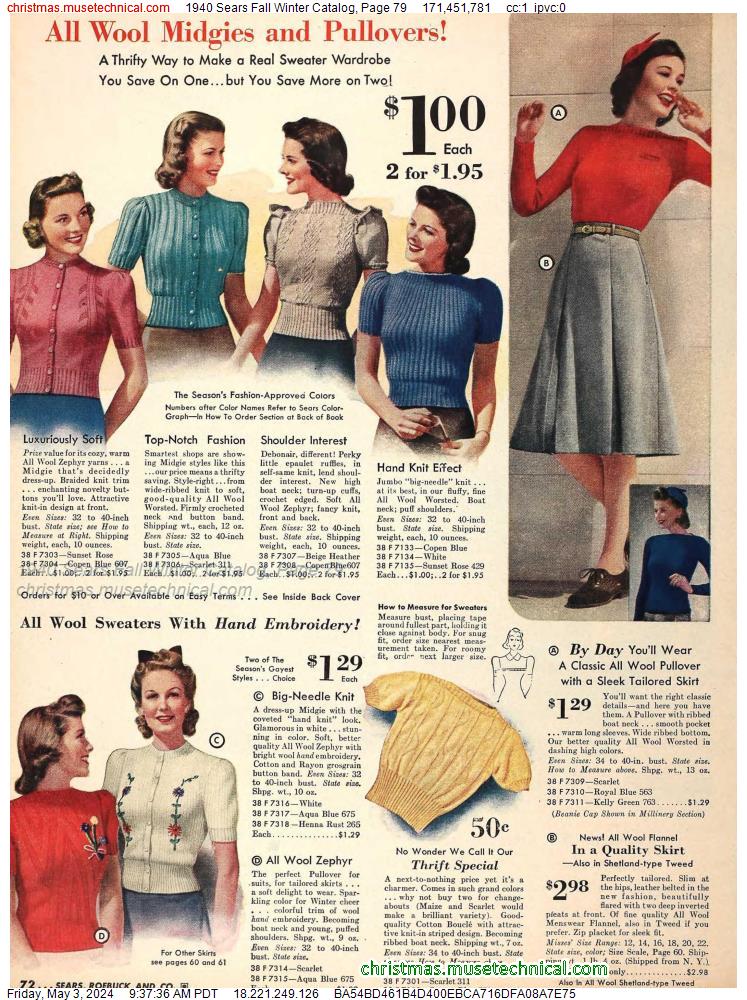 1940 Sears Fall Winter Catalog, Page 79
