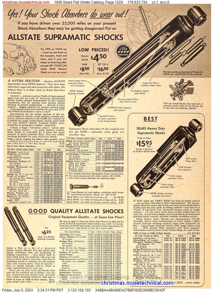 1956 Sears Fall Winter Catalog, Page 1229