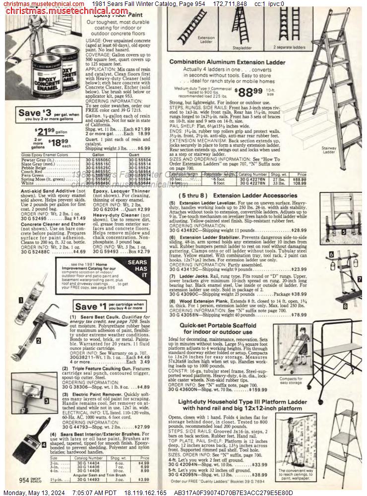 1981 Sears Fall Winter Catalog, Page 954