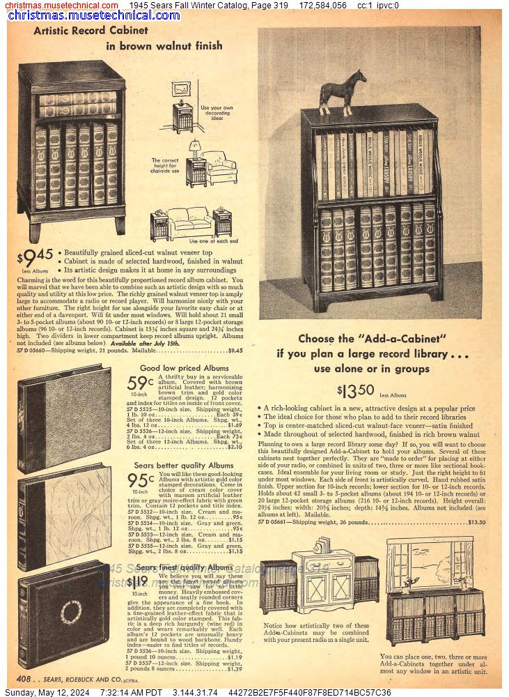 1945 Sears Fall Winter Catalog, Page 319