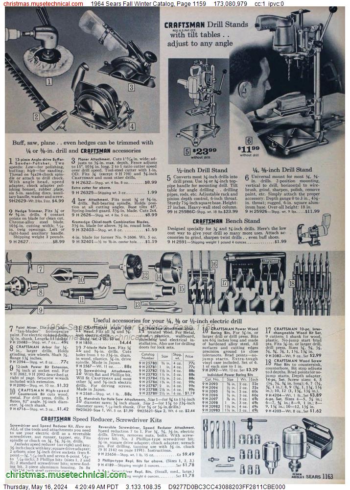 1964 Sears Fall Winter Catalog, Page 1159