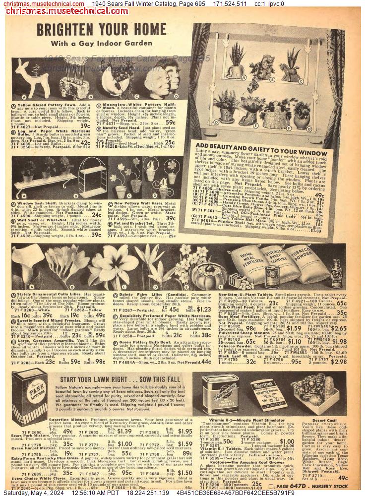 1940 Sears Fall Winter Catalog, Page 695