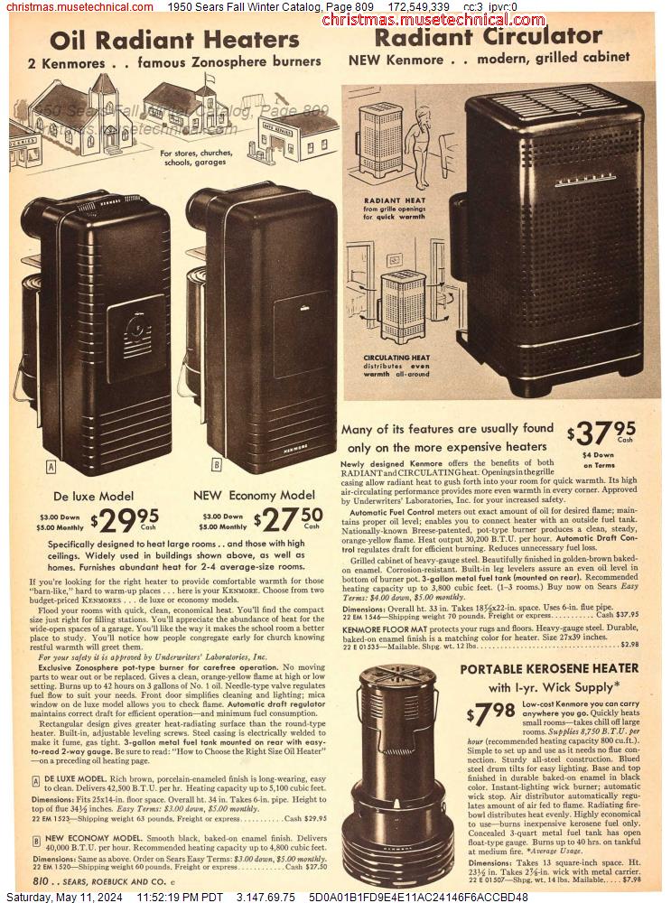 1950 Sears Fall Winter Catalog, Page 809