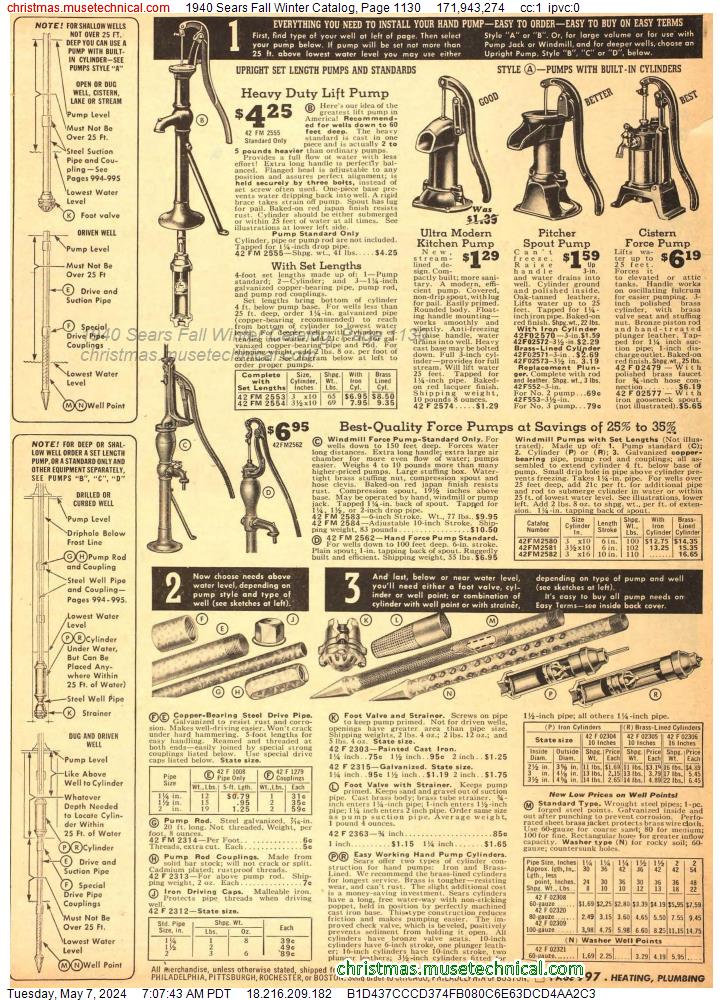 1940 Sears Fall Winter Catalog, Page 1130