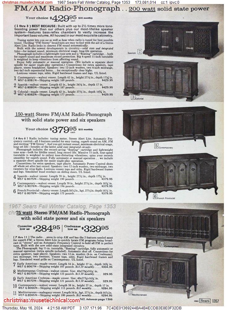 1967 Sears Fall Winter Catalog, Page 1353