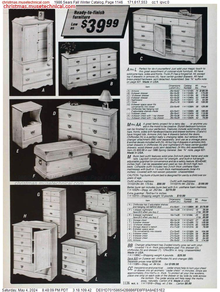 1986 Sears Fall Winter Catalog, Page 1146