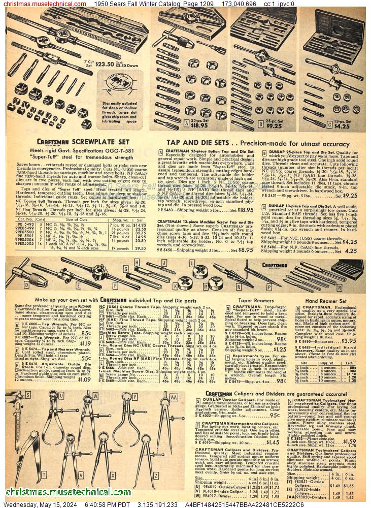 1950 Sears Fall Winter Catalog, Page 1209