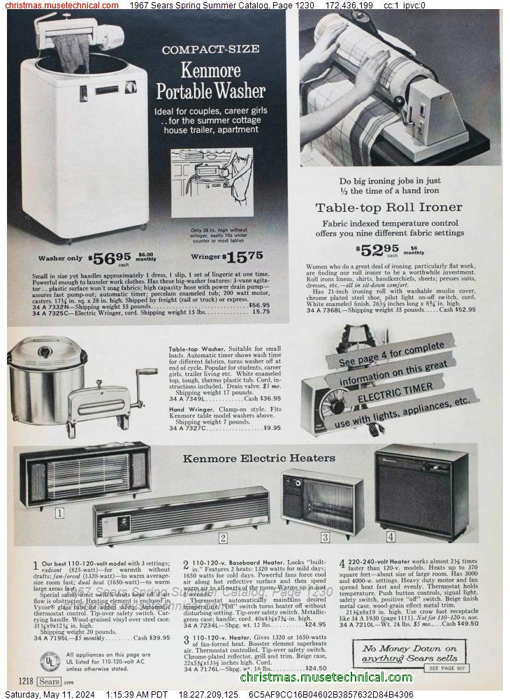 1967 Sears Spring Summer Catalog, Page 1230