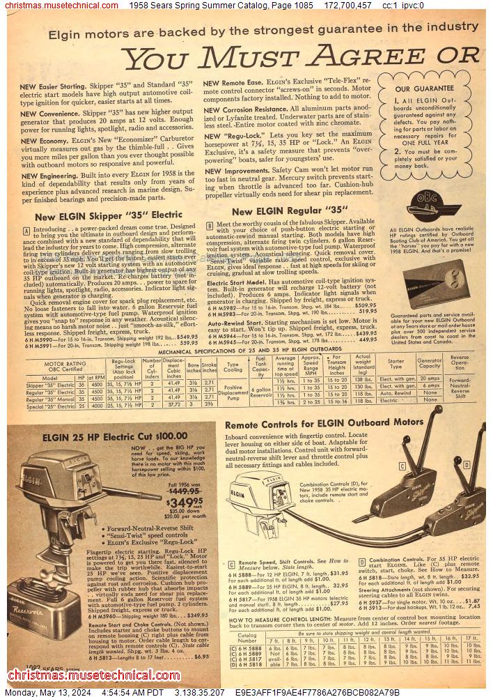 1958 Sears Spring Summer Catalog, Page 1085