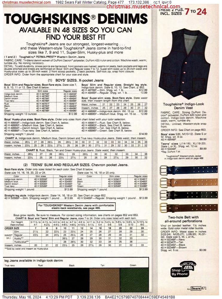 1982 Sears Fall Winter Catalog, Page 477