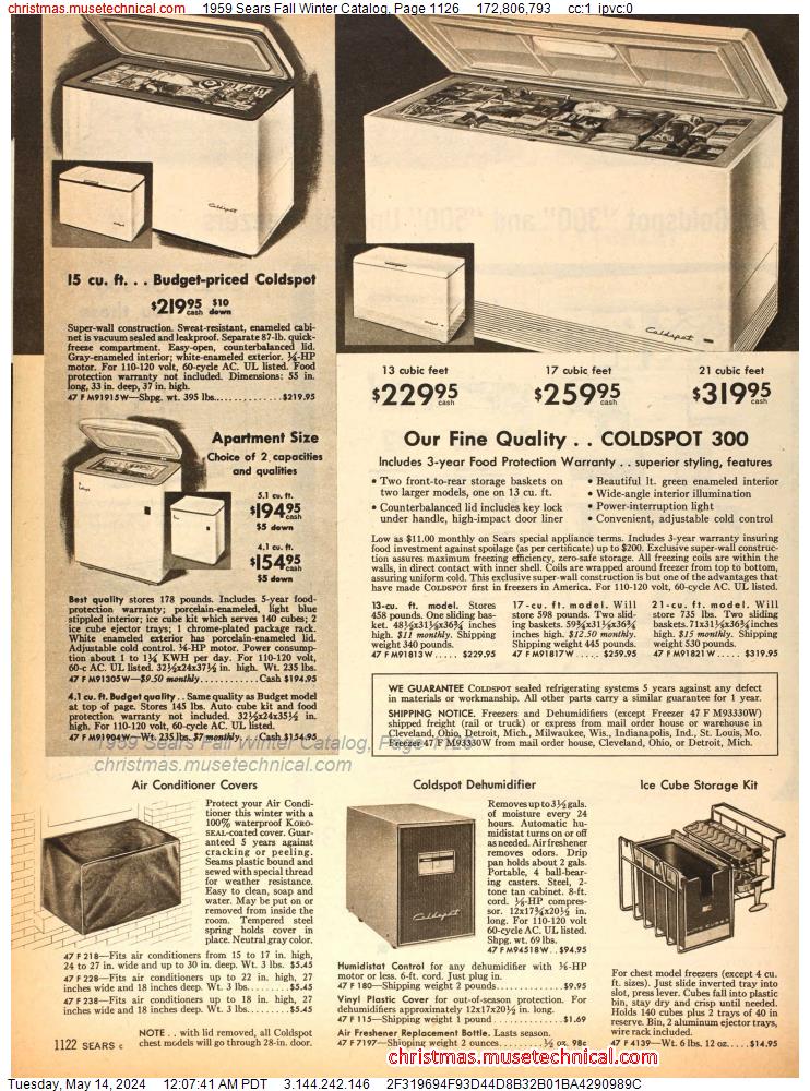 1959 Sears Fall Winter Catalog, Page 1126