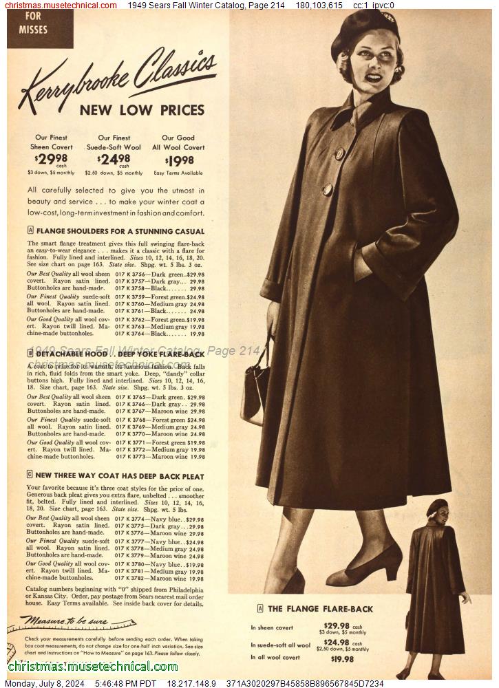 1949 Sears Fall Winter Catalog, Page 214