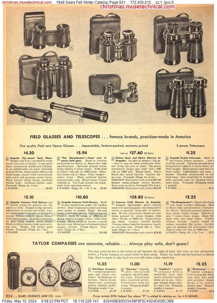 1948 Sears Fall Winter Catalog, Page 931