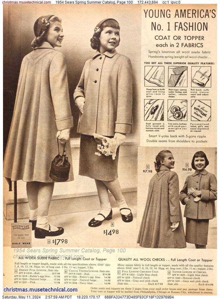 1954 Sears Spring Summer Catalog, Page 100