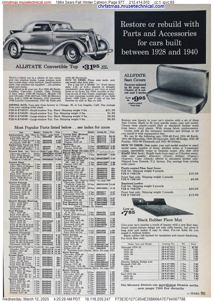 1964 Sears Fall Winter Catalog, Page 977