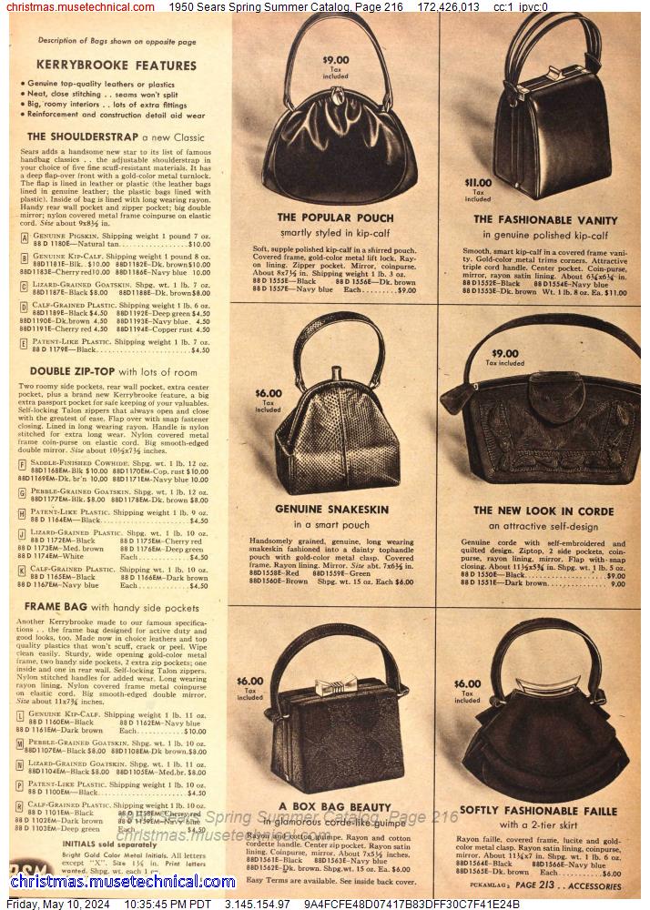 1950 Sears Spring Summer Catalog, Page 216 - Catalogs & Wishbooks