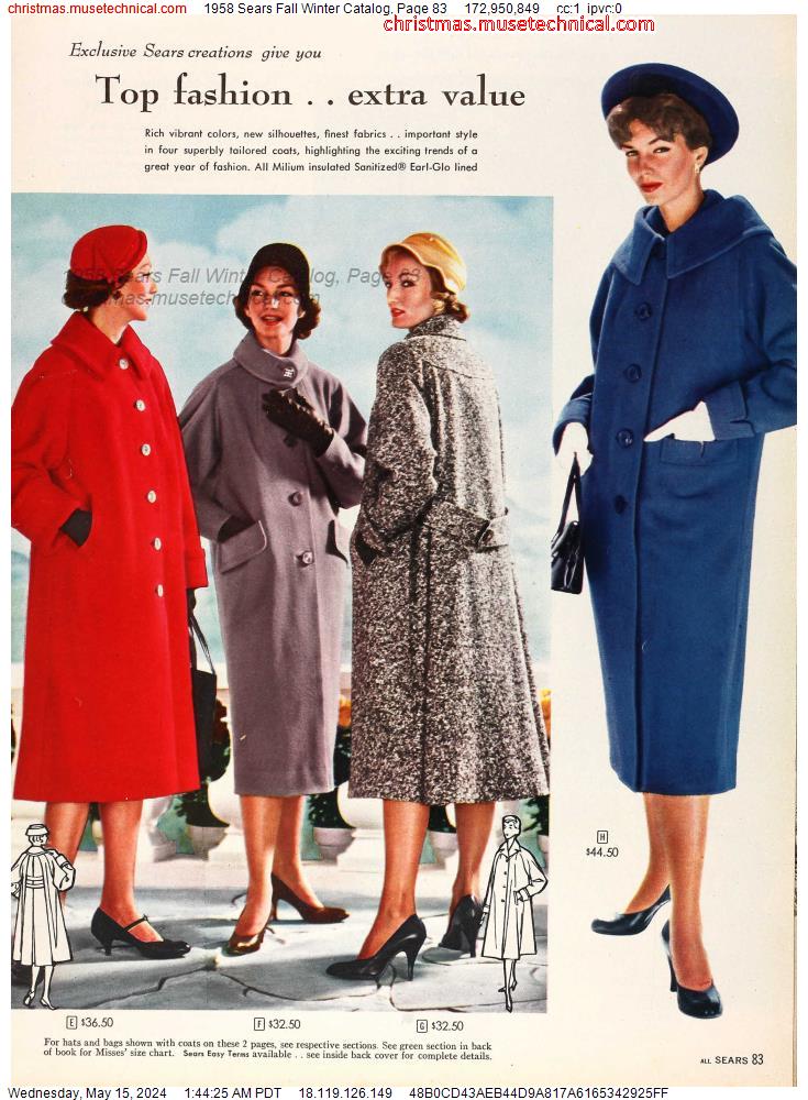 1958 Sears Fall Winter Catalog, Page 83
