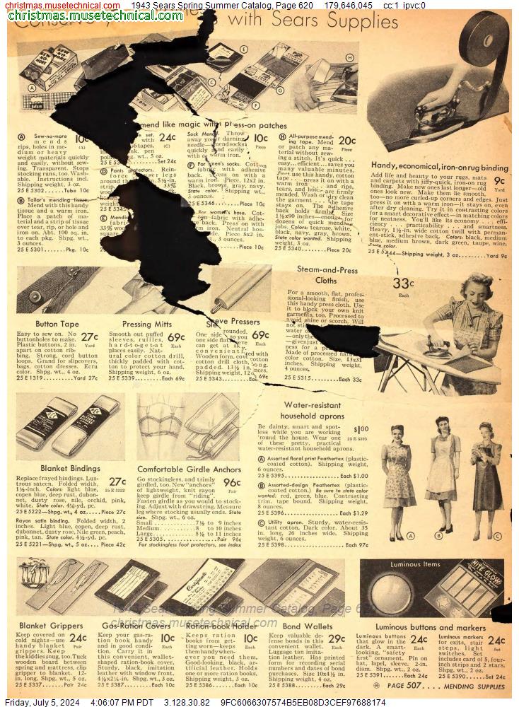 1943 Sears Spring Summer Catalog, Page 620