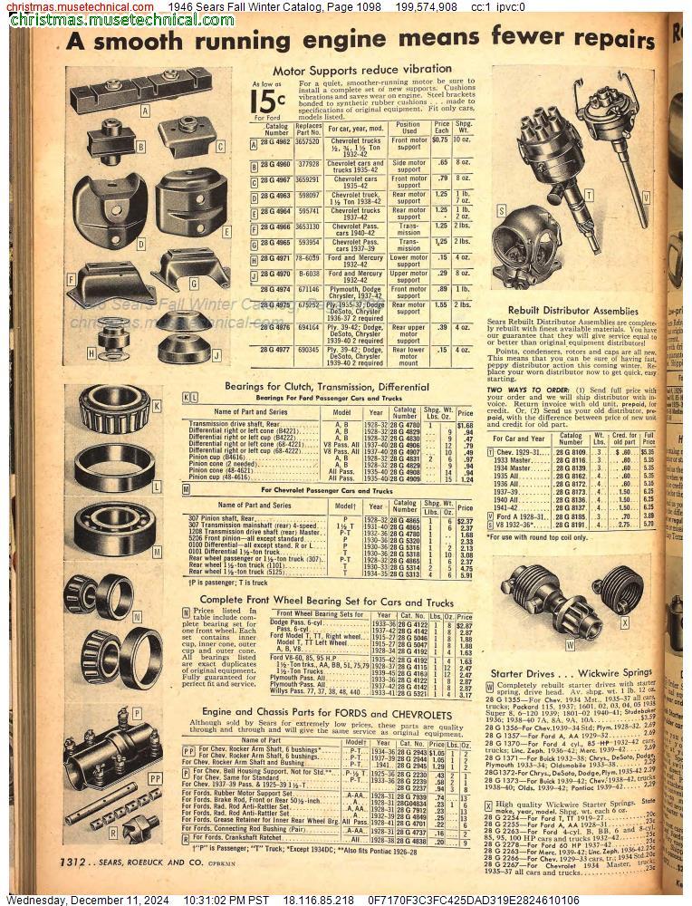 1946 Sears Fall Winter Catalog, Page 1098