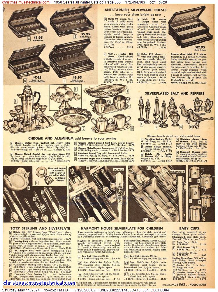 1950 Sears Fall Winter Catalog, Page 865