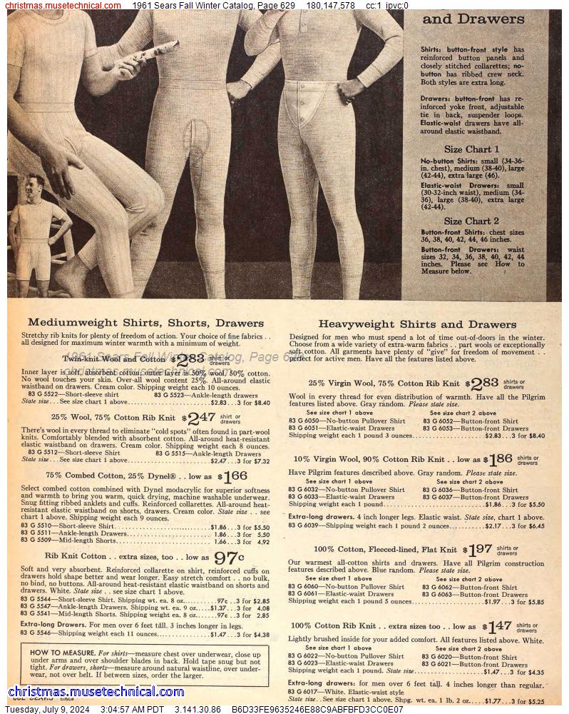 1961 Sears Fall Winter Catalog, Page 629
