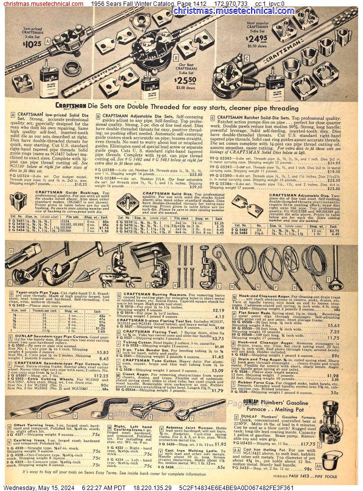 1956 Sears Fall Winter Catalog, Page 1412