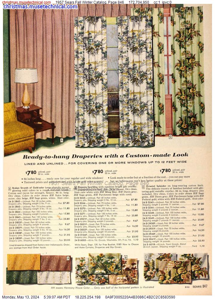 1957 Sears Fall Winter Catalog, Page 846