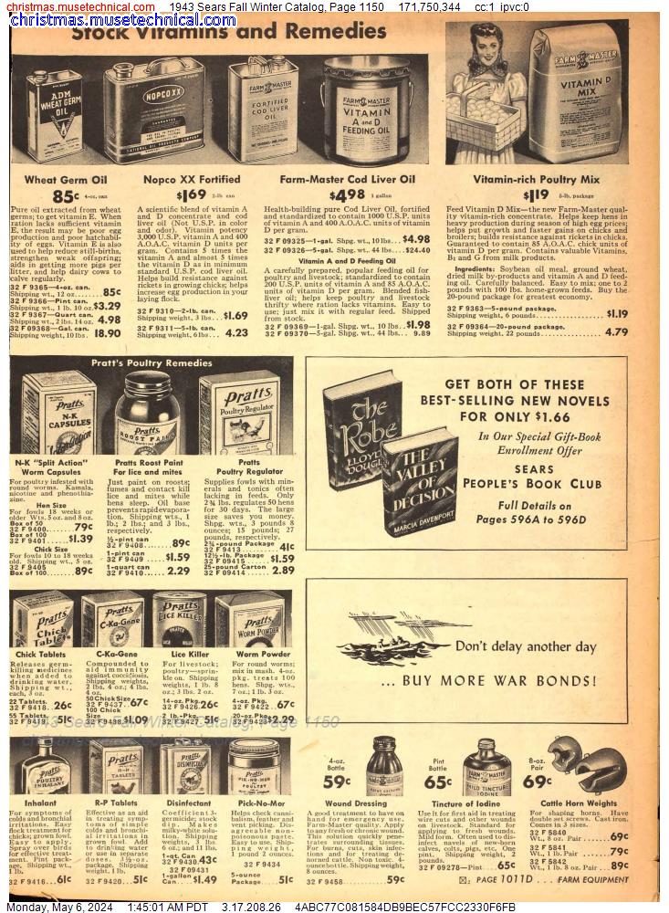 1943 Sears Fall Winter Catalog, Page 1150