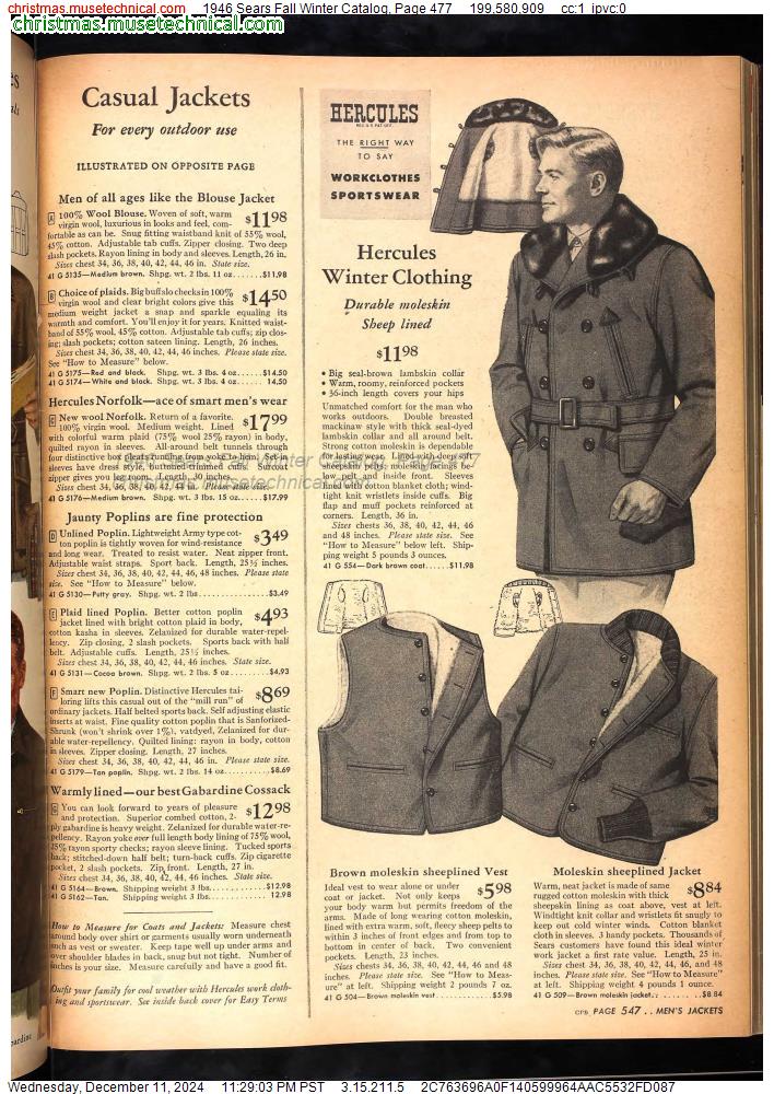 1946 Sears Fall Winter Catalog, Page 477