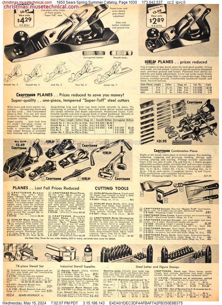 1950 Sears Spring Summer Catalog, Page 1030
