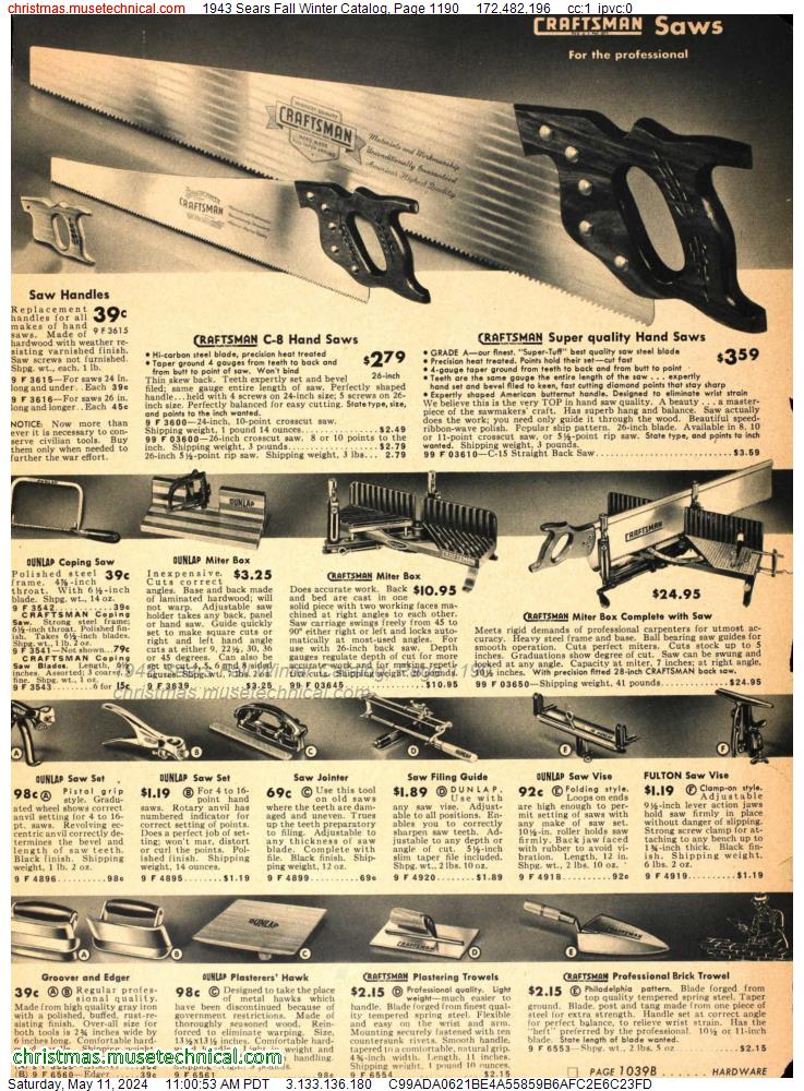 1943 Sears Fall Winter Catalog, Page 1190