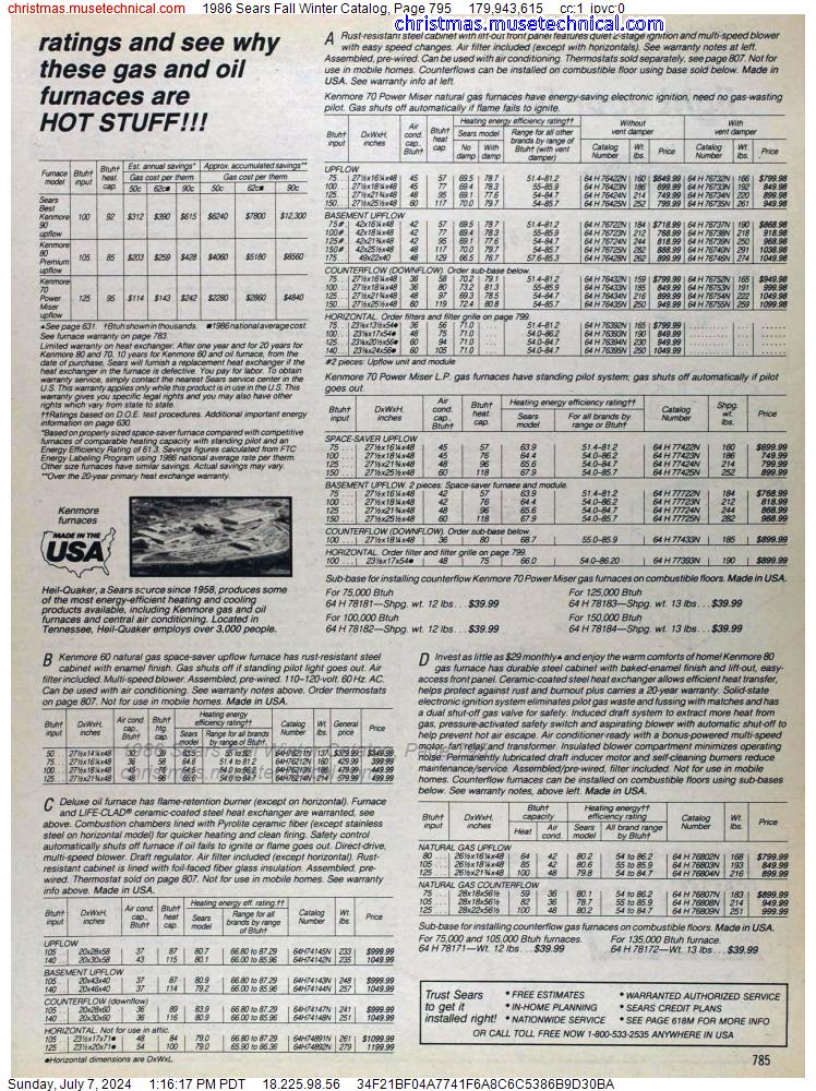 1986 Sears Fall Winter Catalog, Page 795