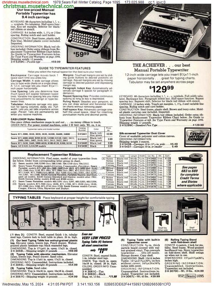 1978 Sears Fall Winter Catalog, Page 1095