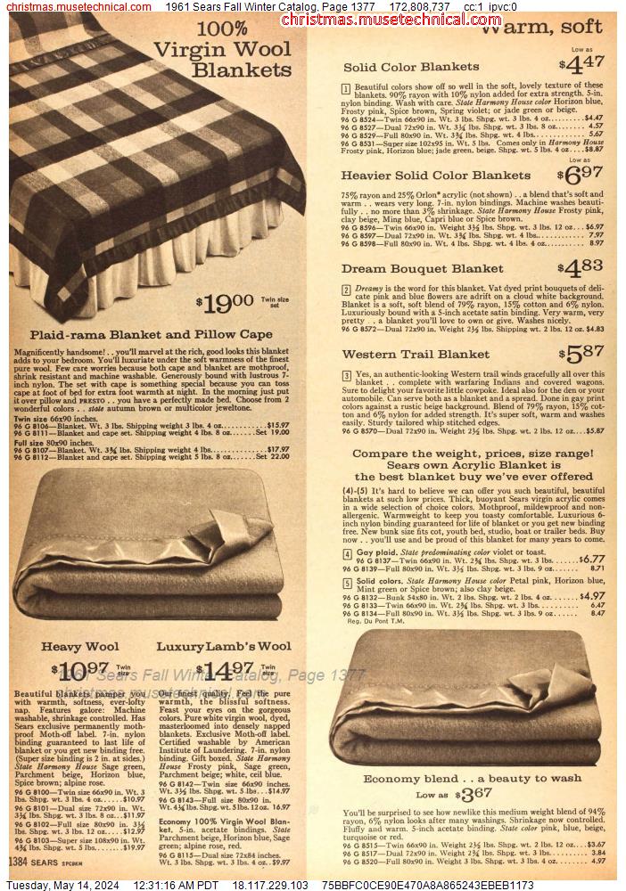 1961 Sears Fall Winter Catalog, Page 1377