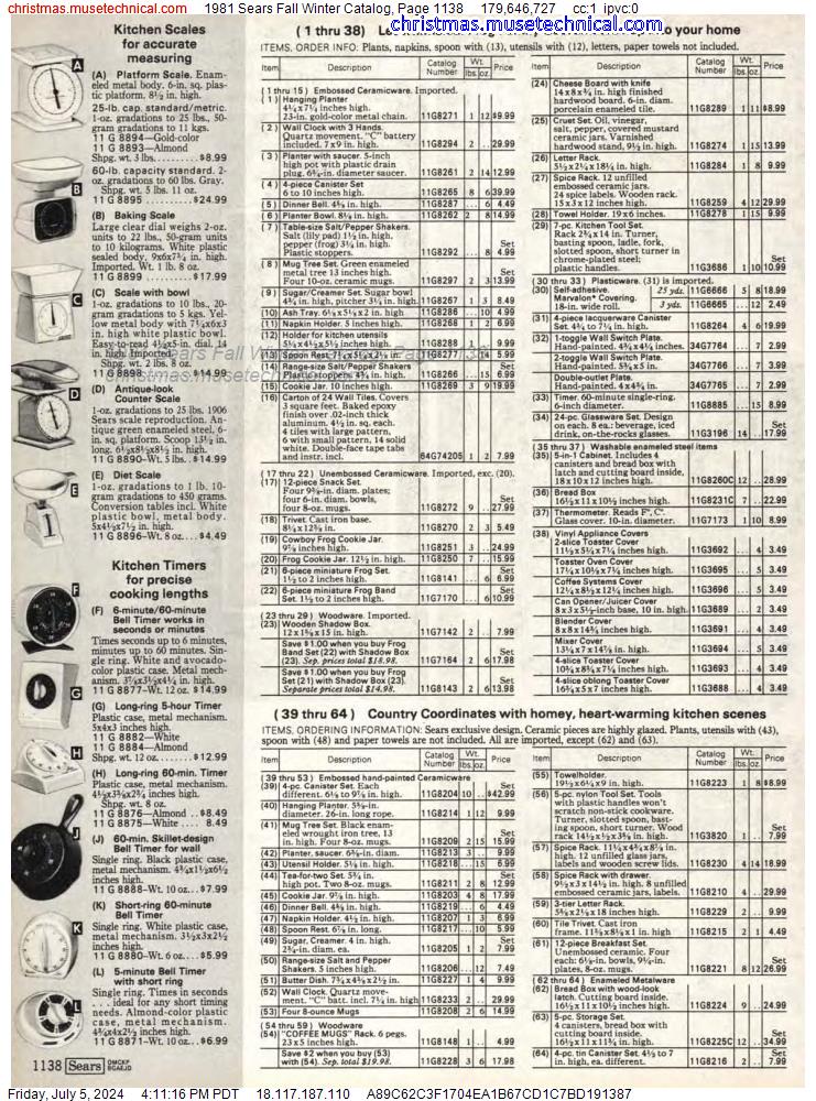 1981 Sears Fall Winter Catalog, Page 1138